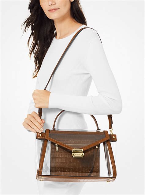 michael kors whitney clear satchel|Whitney Large Clear and Leather Satchel .